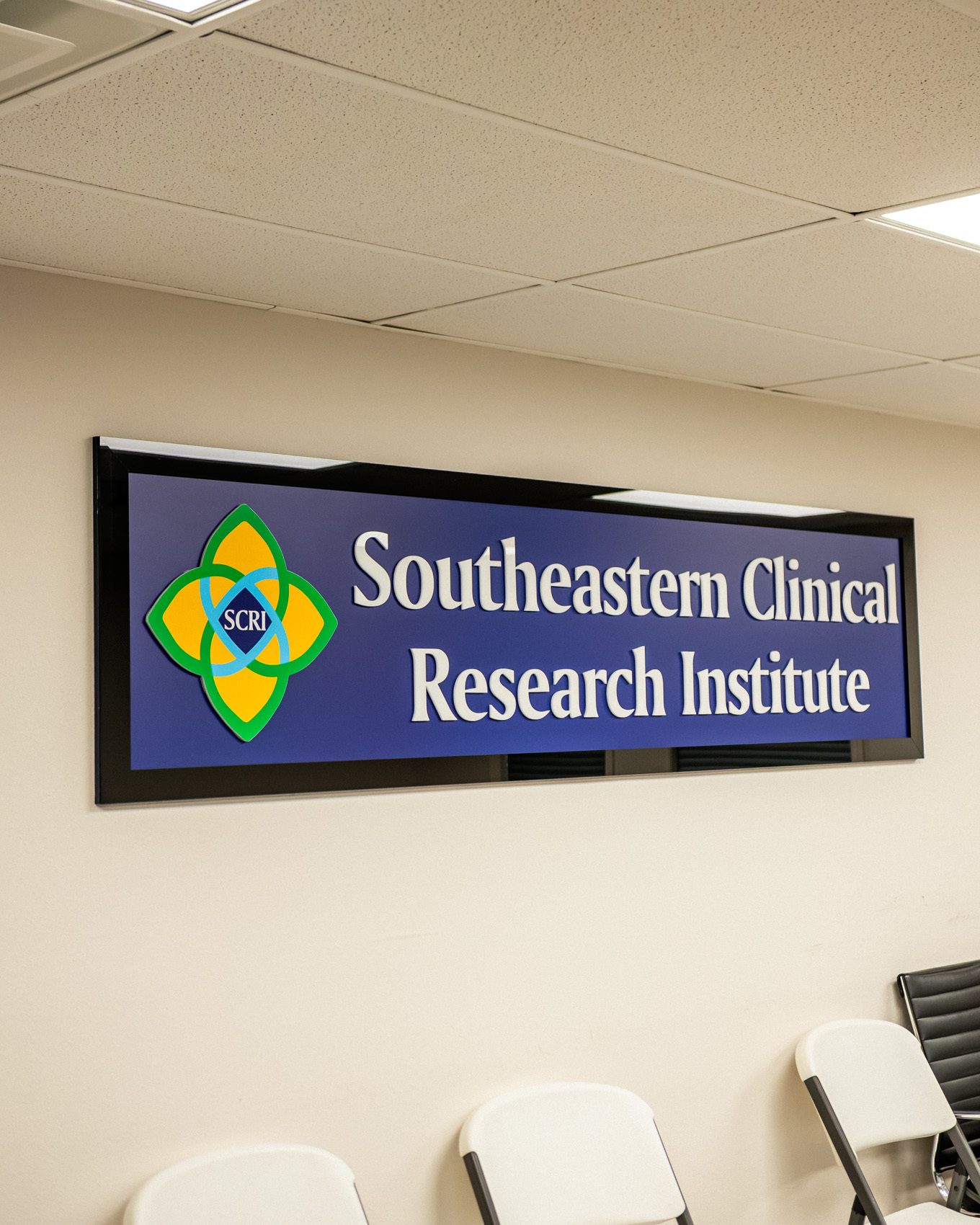 The SCRI sign in the meeting room